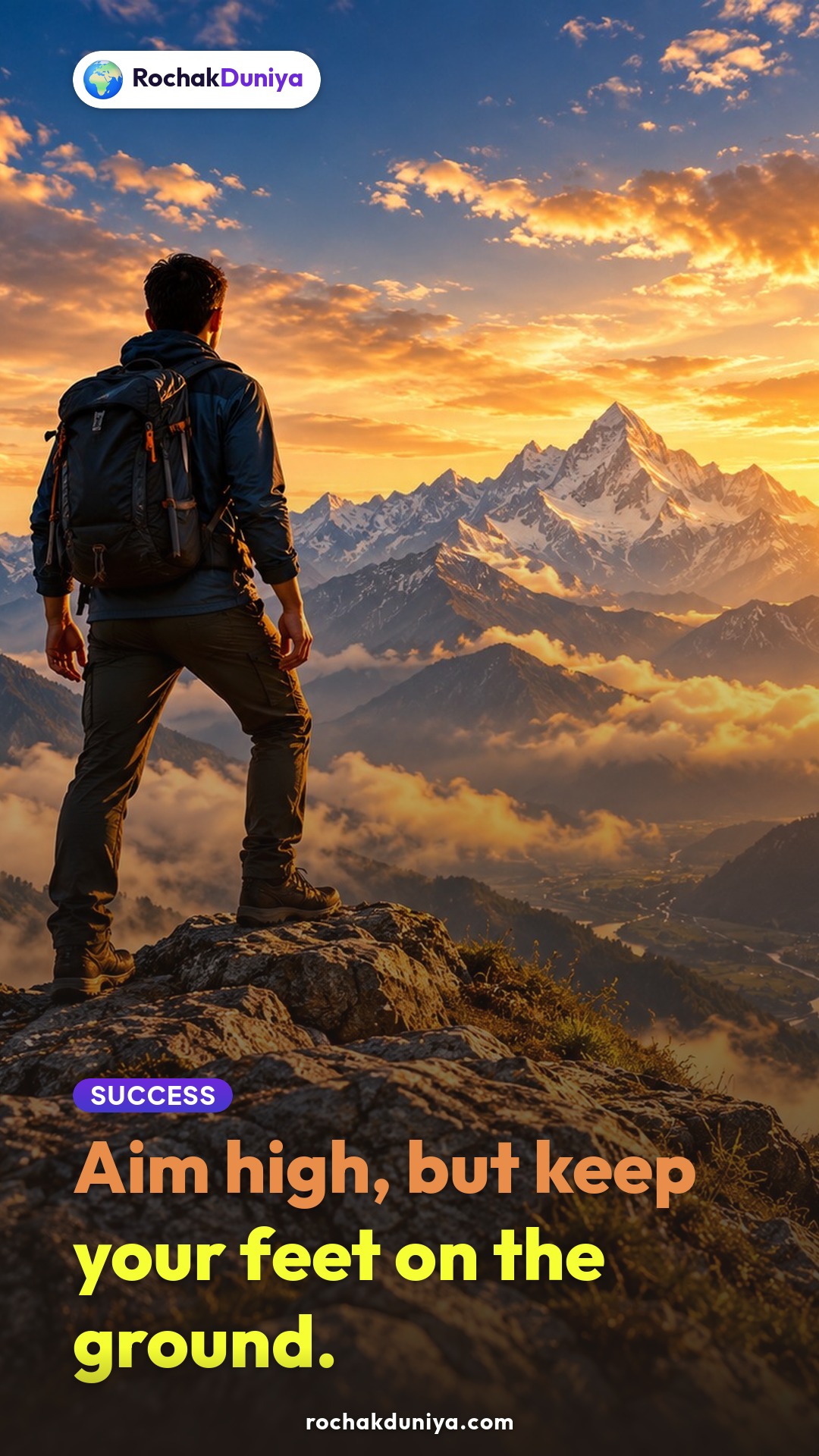 Poster: “Aim high, but keep your feet on the ground.”