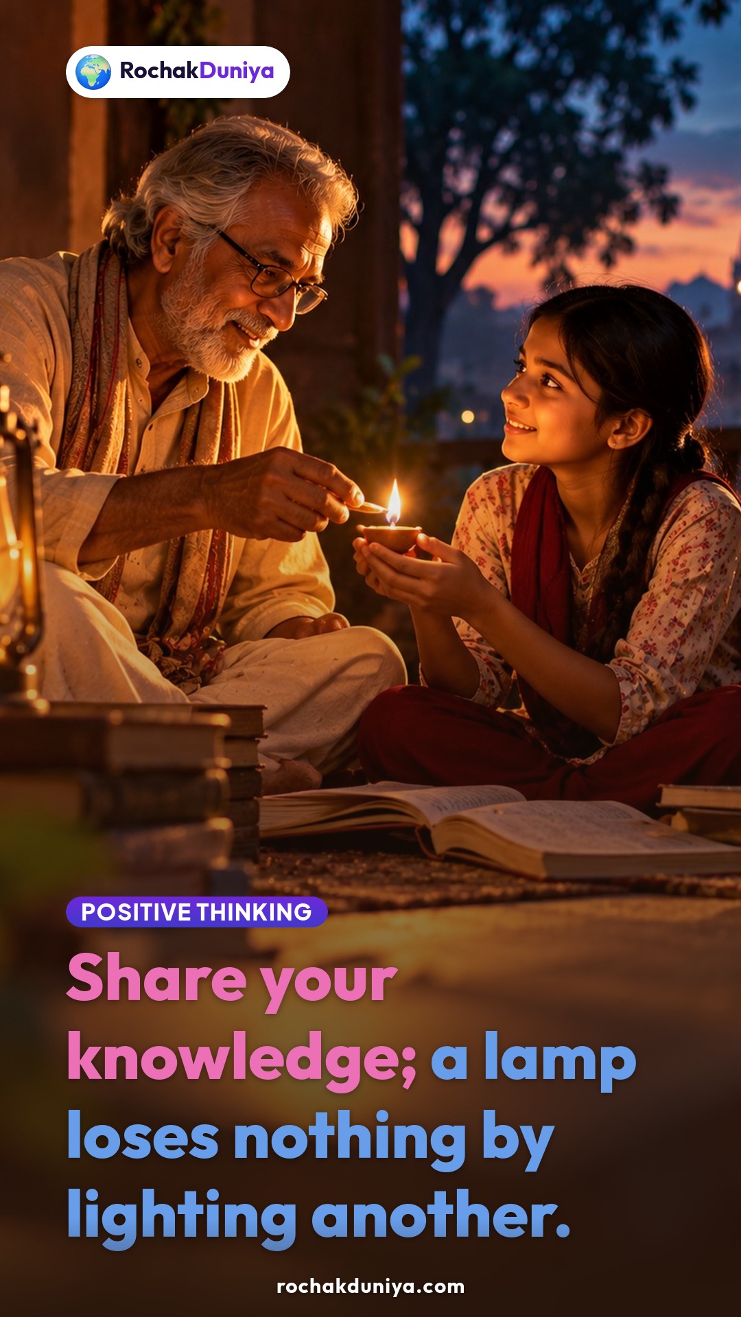 Poster: “Share your knowledge; a lamp loses nothing by lighting another.”