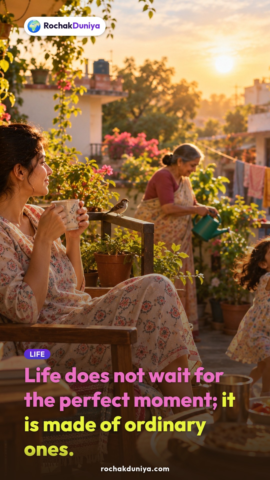 Poster: “Life does not wait for the perfect moment; it is made of ordinary ones.”