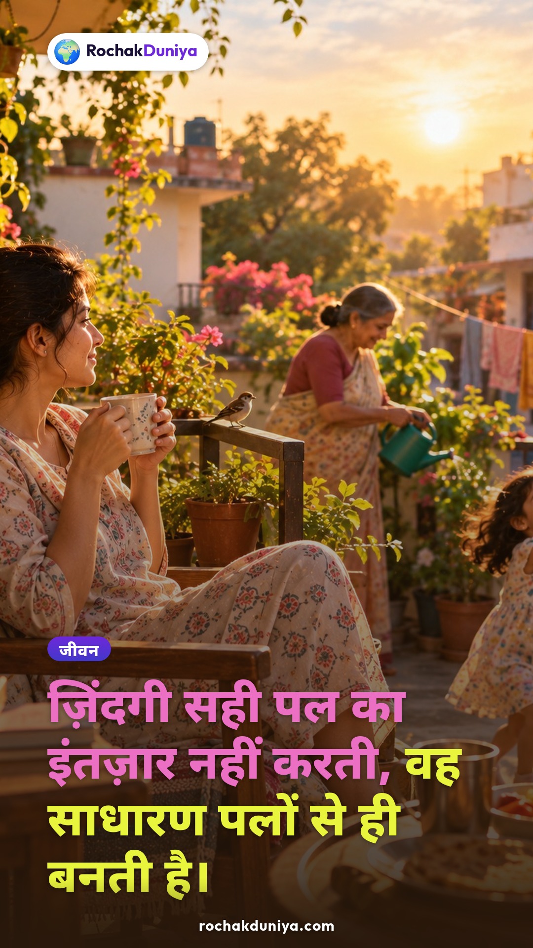 पोस्टर: “ज़िंदगी सही पल का इंतज़ार नहीं करती, वह साधारण पलों से ही बनती है।”