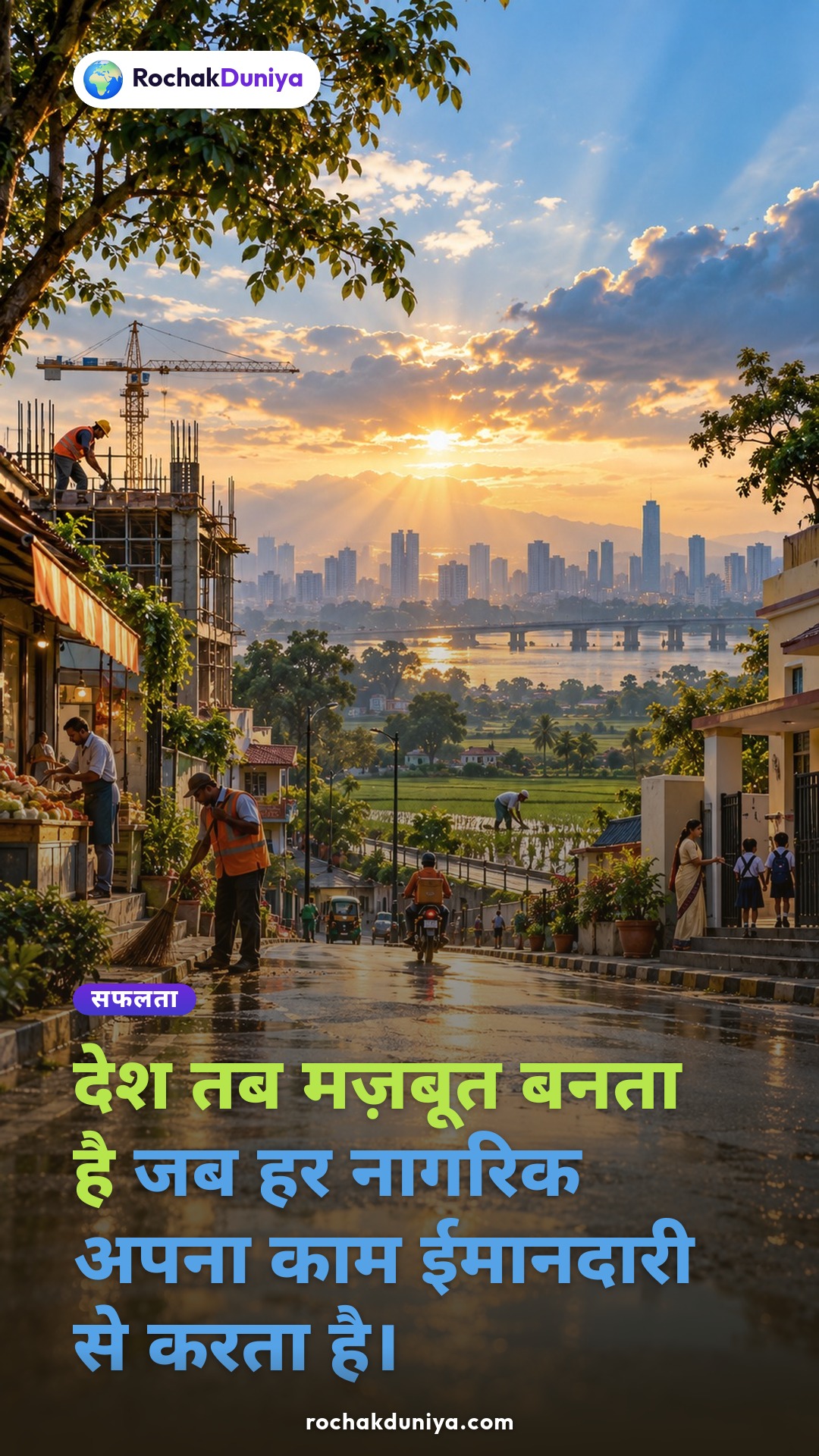 पोस्टर: “देश तब मज़बूत बनता है जब हर नागरिक अपना काम ईमानदारी से करता है।”