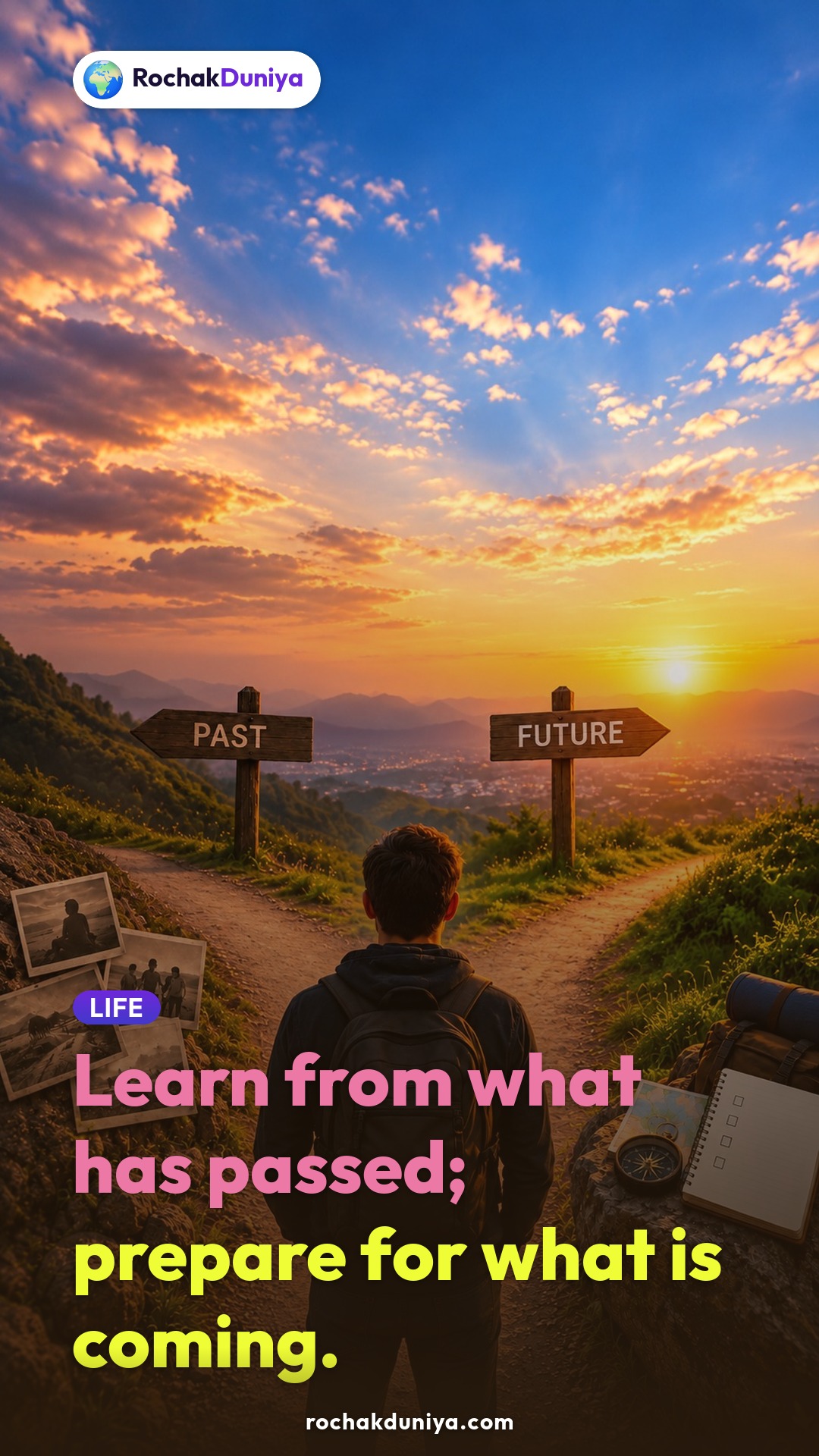 Poster: “Learn from what has passed; prepare for what is coming.”