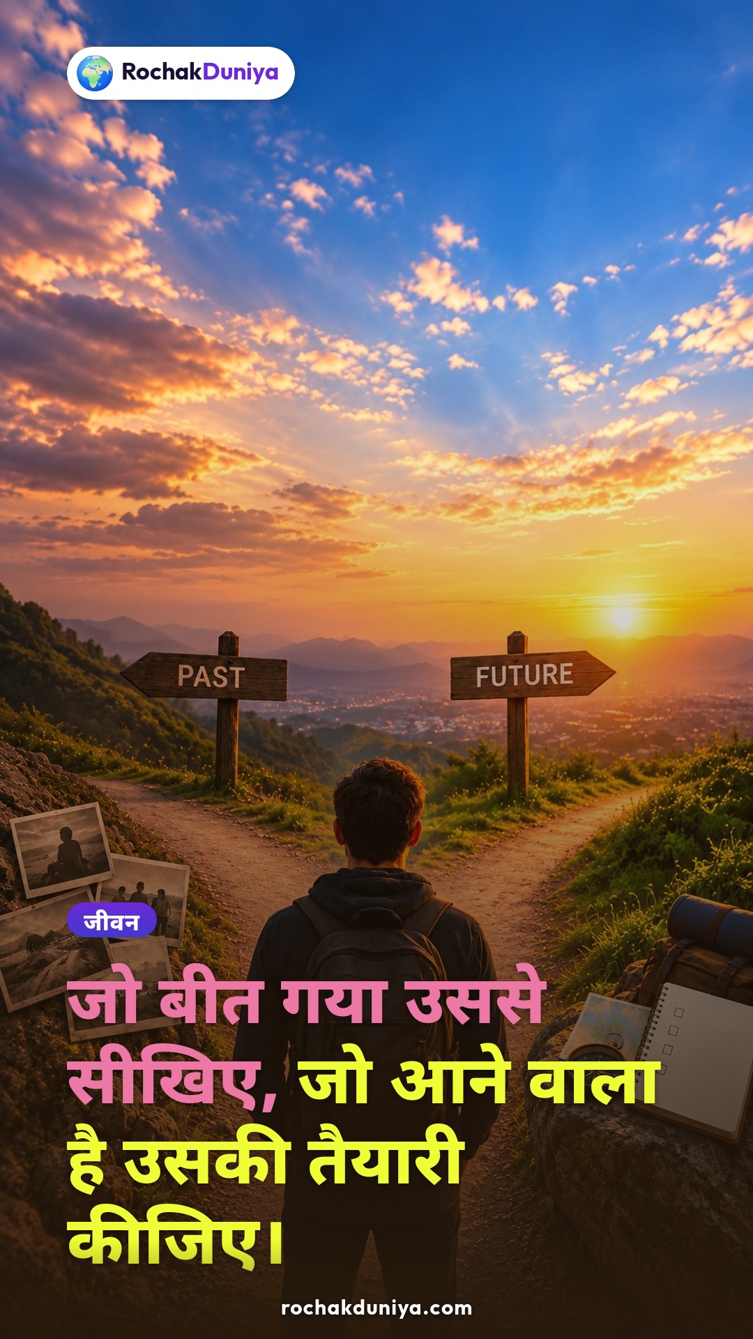 पोस्टर: “जो बीत गया उससे सीखिए, जो आने वाला है उसकी तैयारी कीजिए।”