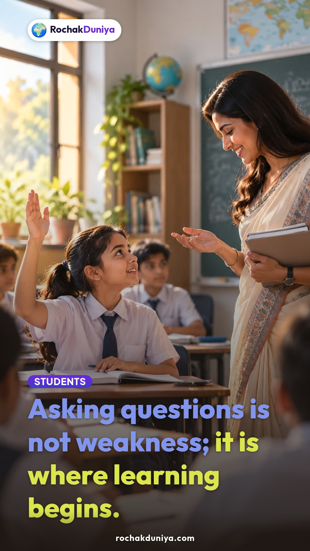 Poster: “Asking questions is not weakness; it is where learning begins.”