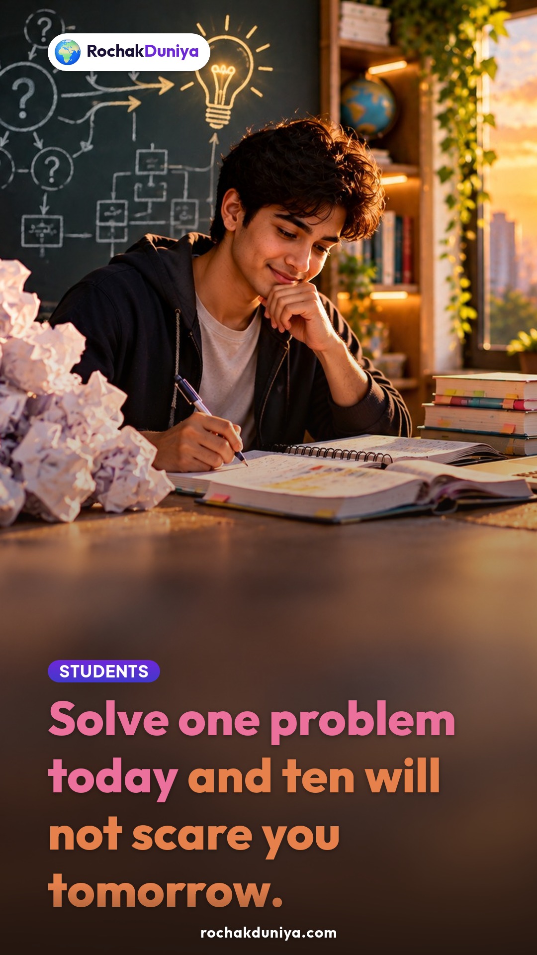 Poster: “Solve one problem today and ten will not scare you tomorrow.”