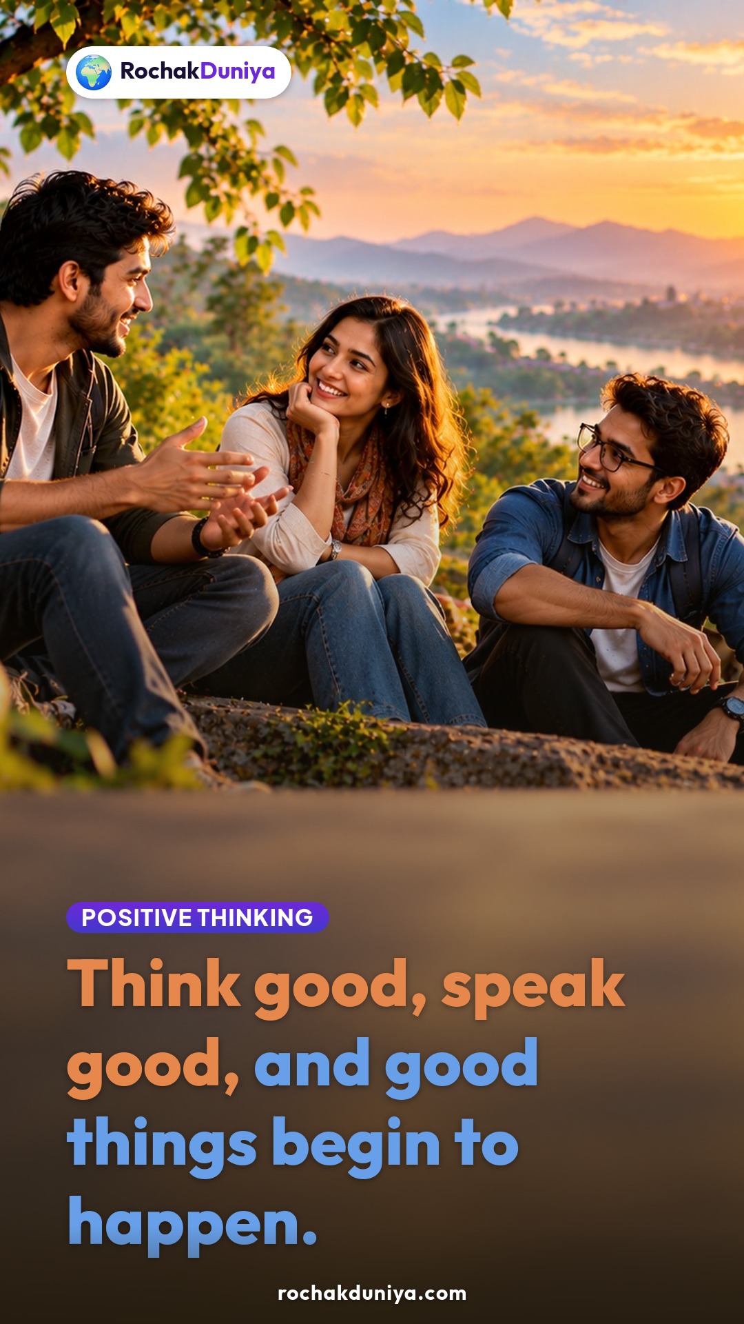 Poster: “Think good, speak good, and good things begin to happen.”