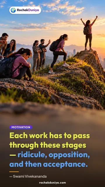 “Each work has to pass through these stages — ridicule, opposition, and then acceptance.” — Swami Vivekananda