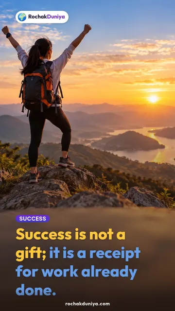 “Success is not a gift; it is a receipt for work already done.” — RochakDuniya