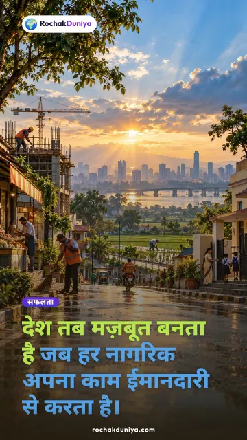 “देश तब मज़बूत बनता है जब हर नागरिक अपना काम ईमानदारी से करता है।” — रोचक दुनिया