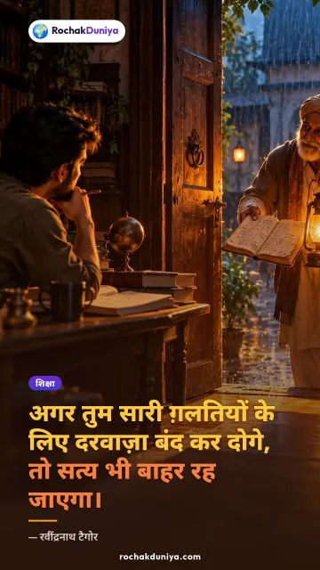 “अगर तुम सारी ग़लतियों के लिए दरवाज़ा बंद कर दोगे, तो सत्य भी बाहर रह जाएगा।” — रवींद्रनाथ टैगोर