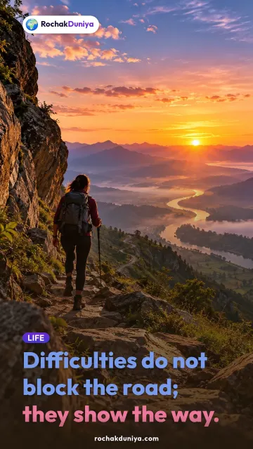 “Difficulties do not block the road; they show the way.” — RochakDuniya